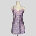 Sweetheart lace trim slip in purple floral
