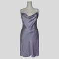 Draped silk backless slip in lilac