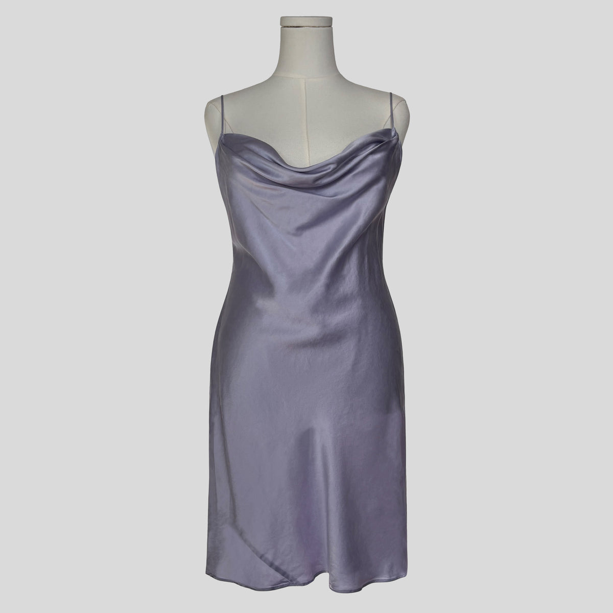Draped silk backless slip in lilac