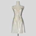 Sequin lace inset slip in white