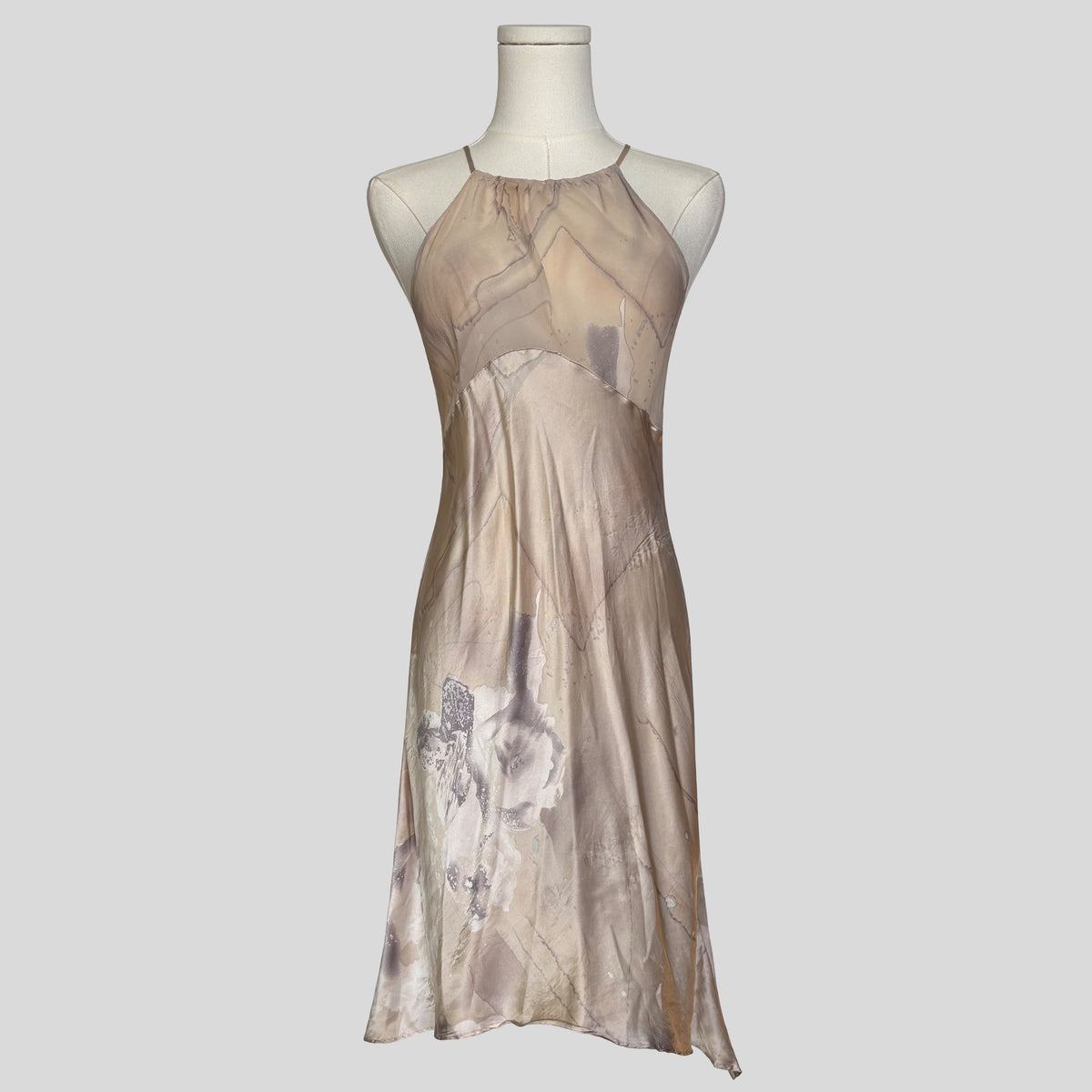 Sheer bust silk slip dress