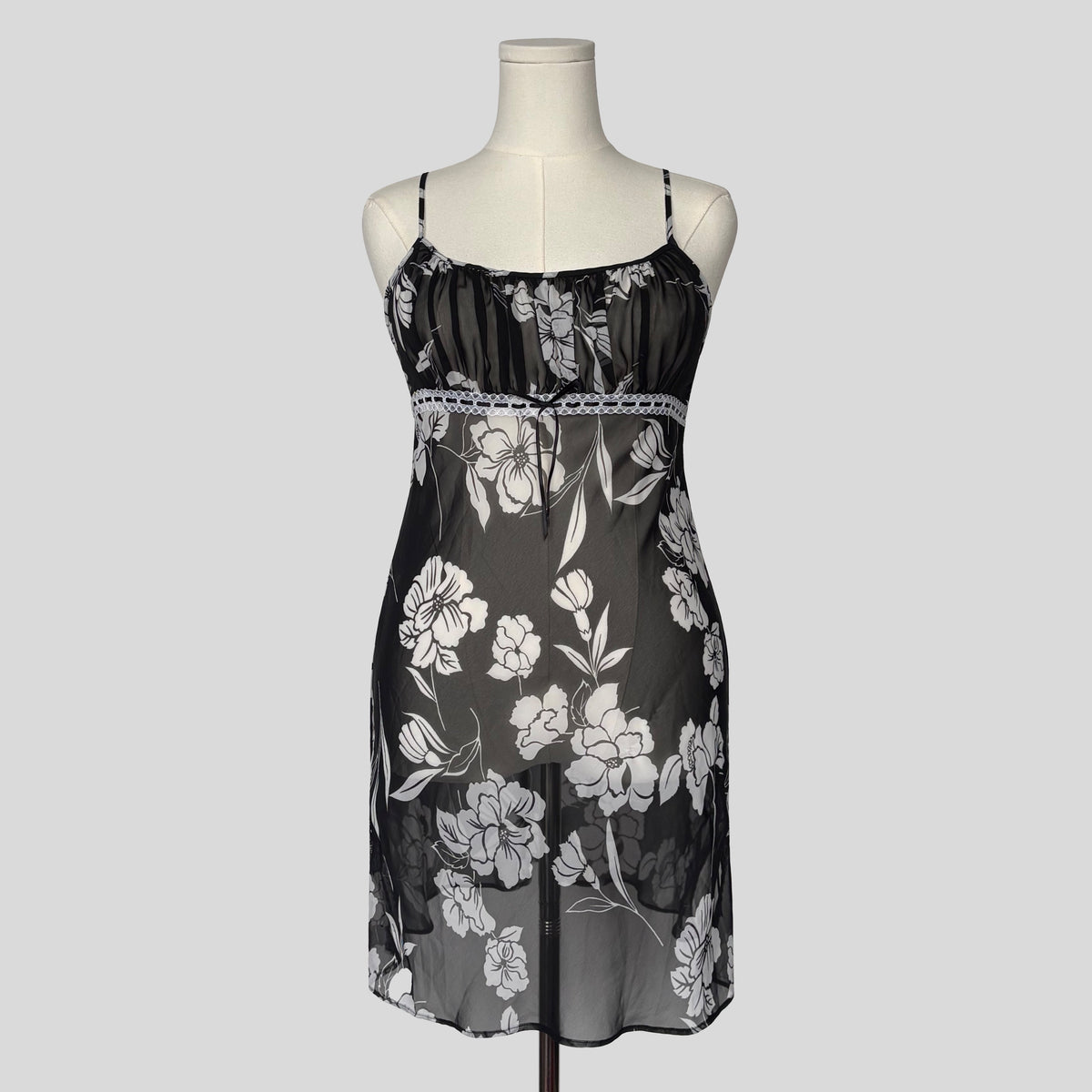 Sheer floral ruched bust slip