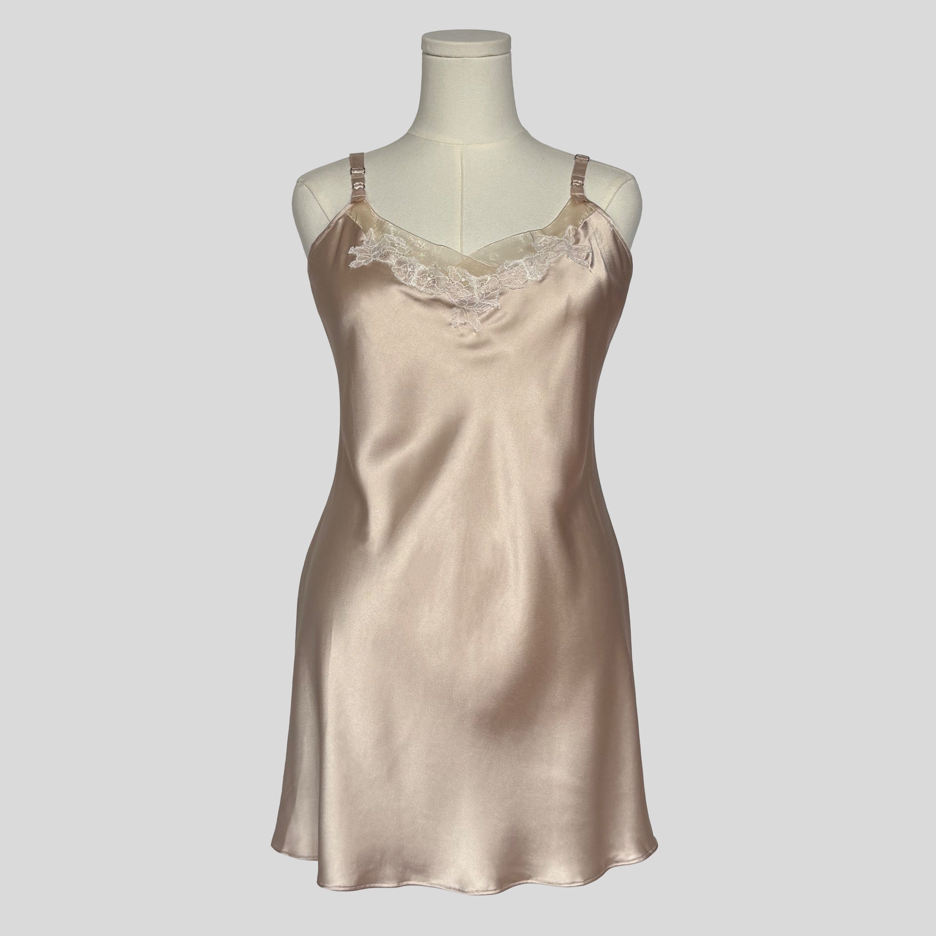Lace detail slip in beige