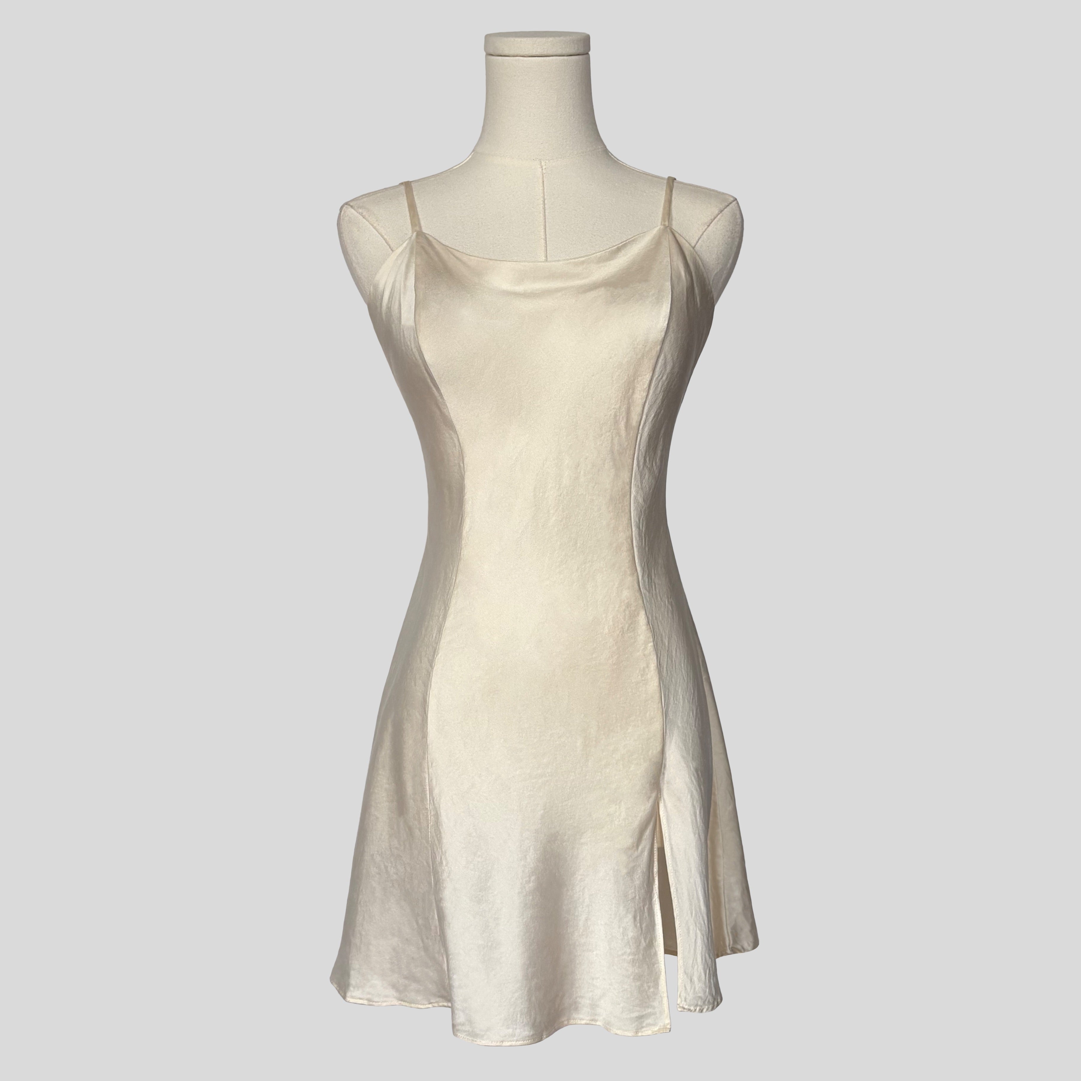 Silk slip dress in cream