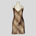 Leopard print silky backless slip