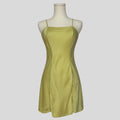 Silk slip dress in lime green