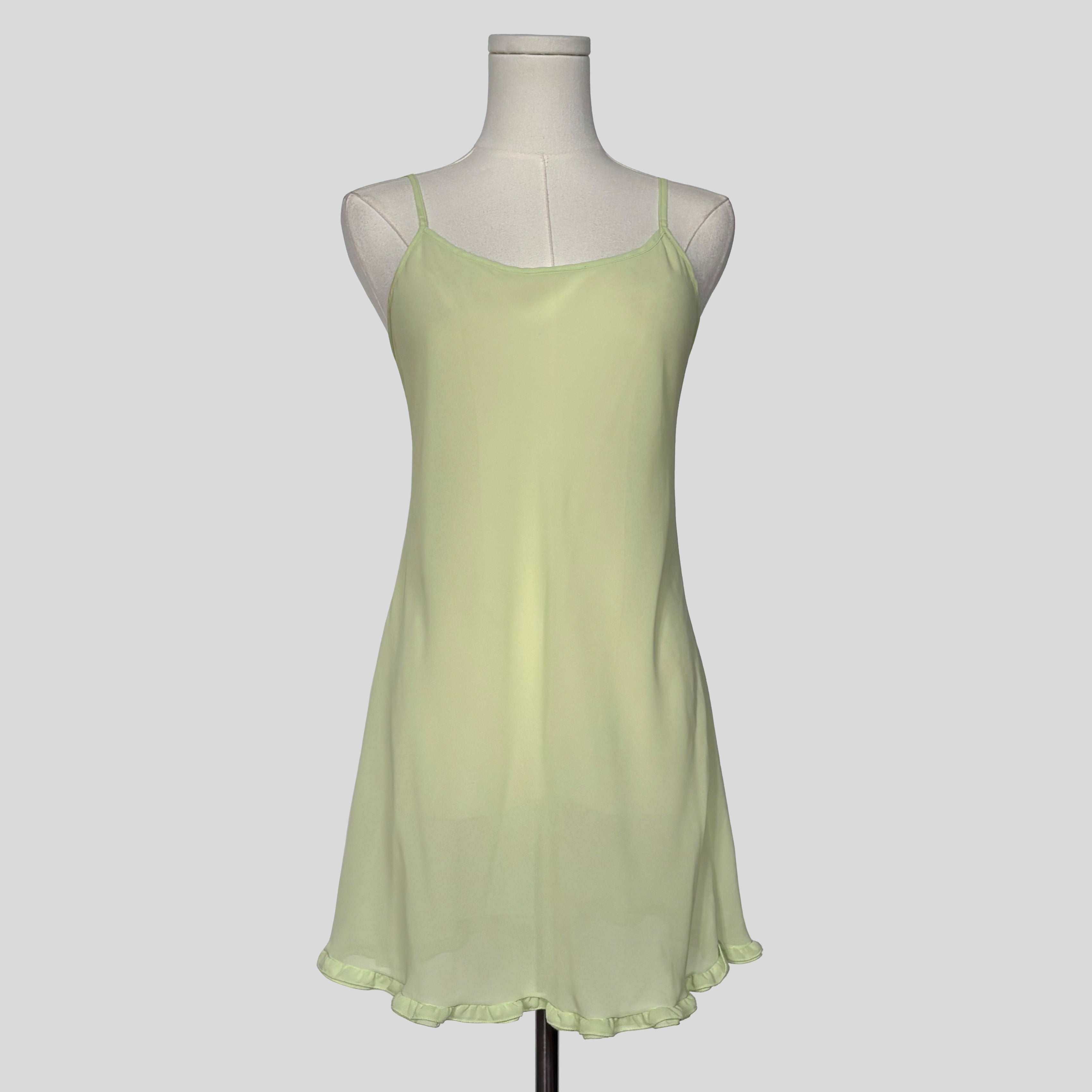 Sheer ruffle hem slip in lime