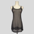 Print mesh slip dress in black