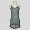 Print mesh slip dress in zebra