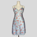 Floral lace trim slip in light blue
