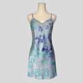 Mesh neckline slip in blue floral