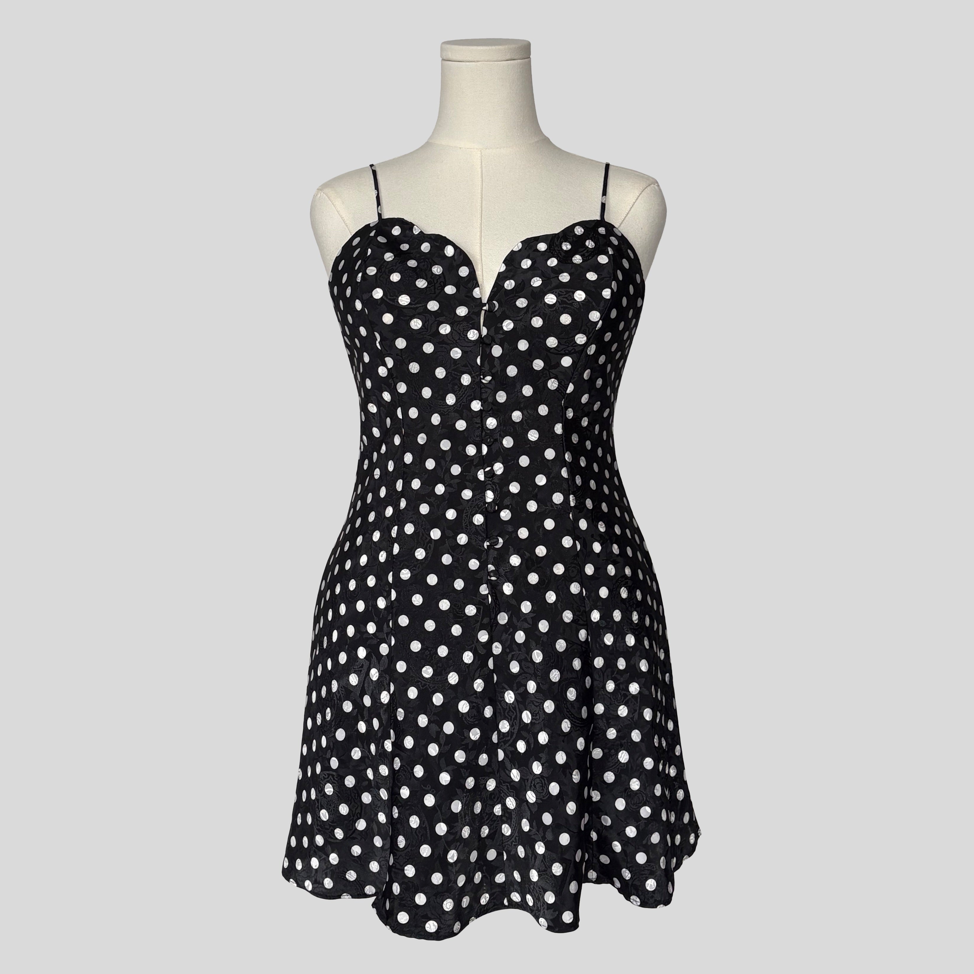 Brocade polka dot slip dress