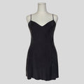 Silk v-neck slip dress in charcoal