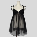 Bow strap babydoll in black
