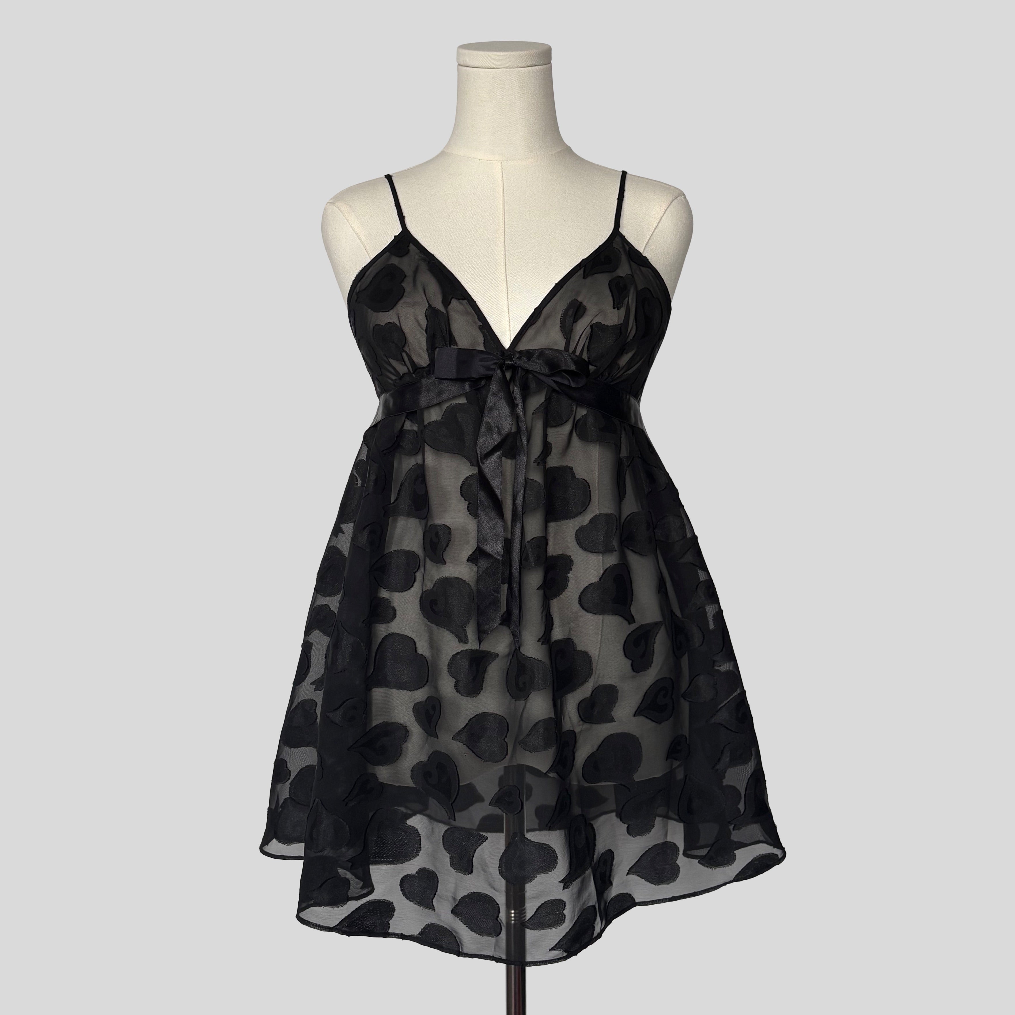 Heart print sheer babydoll