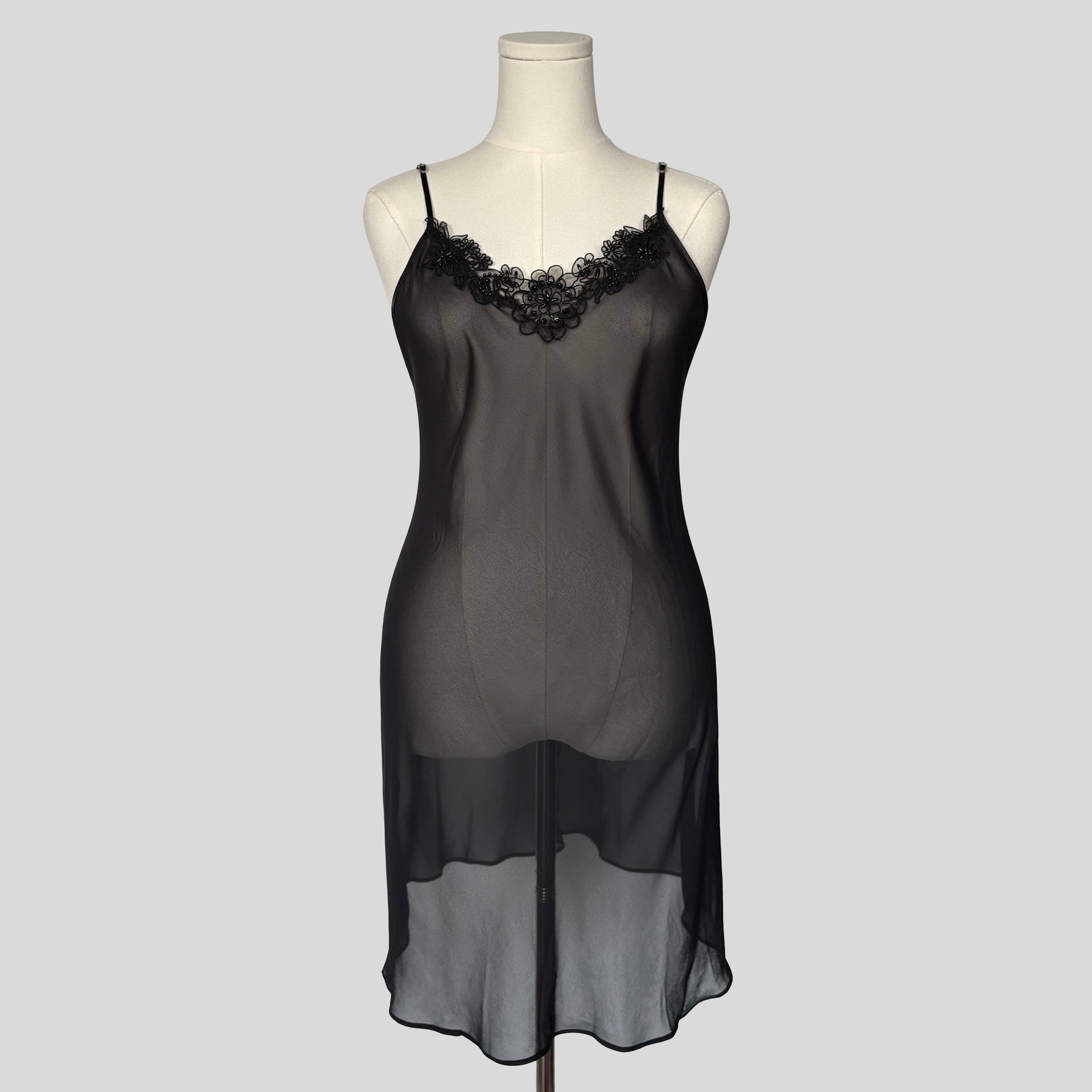 Embellished sheer slip dress
