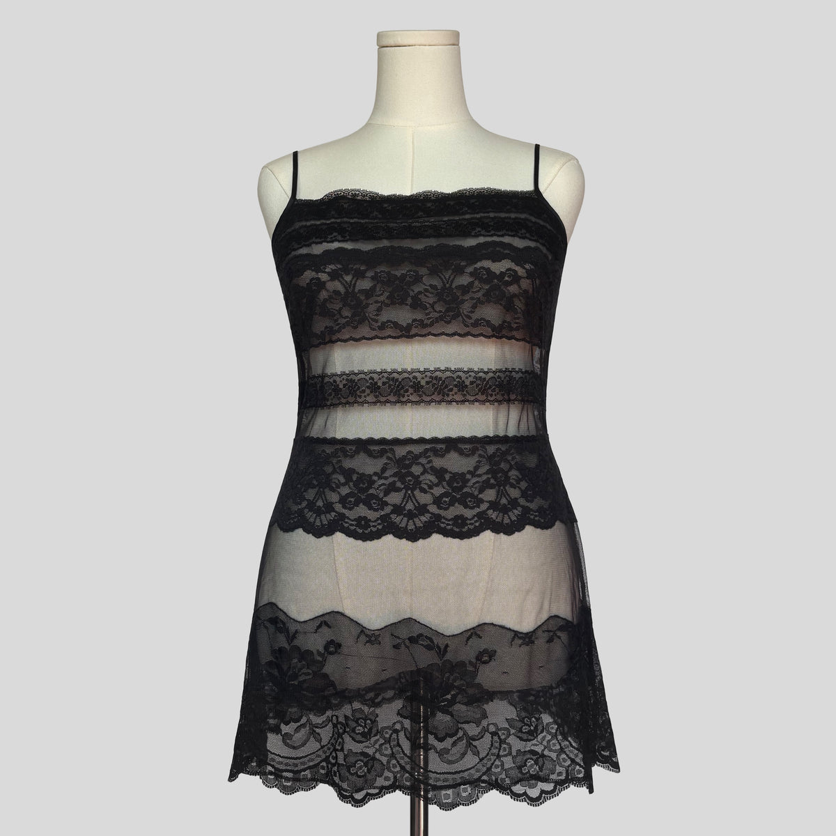 Sheer striped lace slip