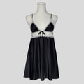 Sweetheart silky lace trim slip in black