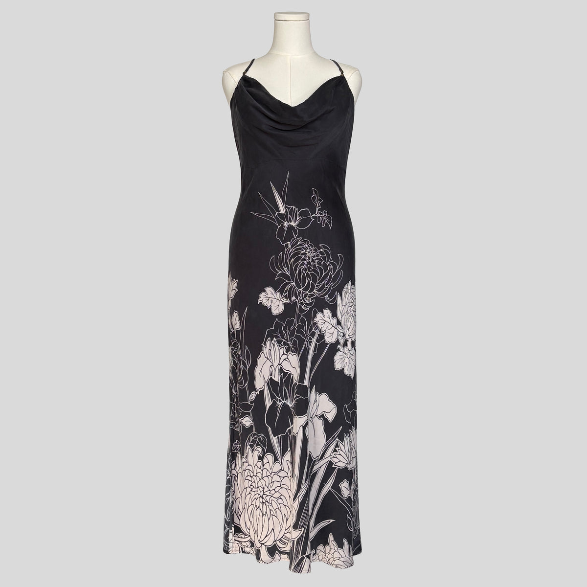 Draped floral gown