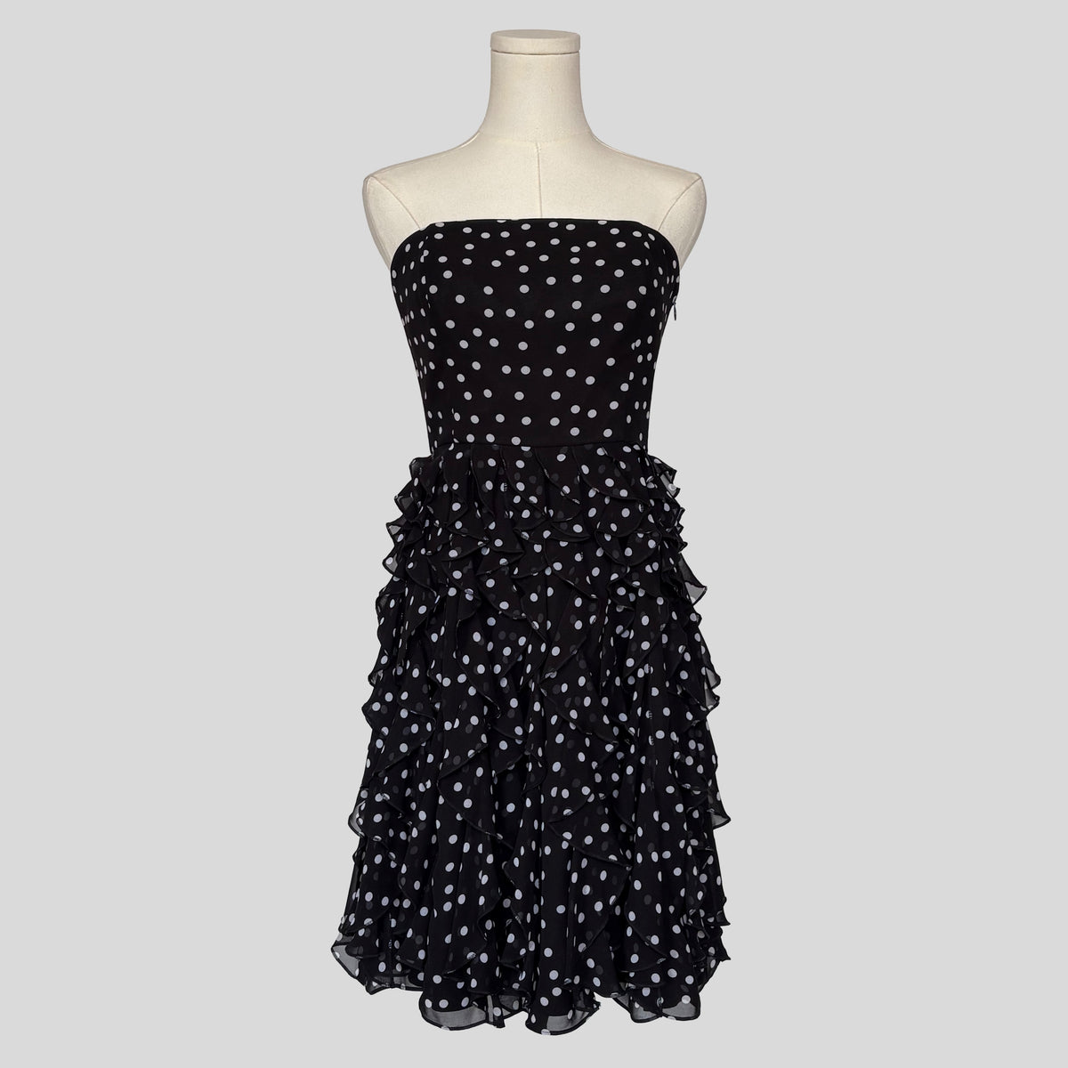 Strapless polka dot dress