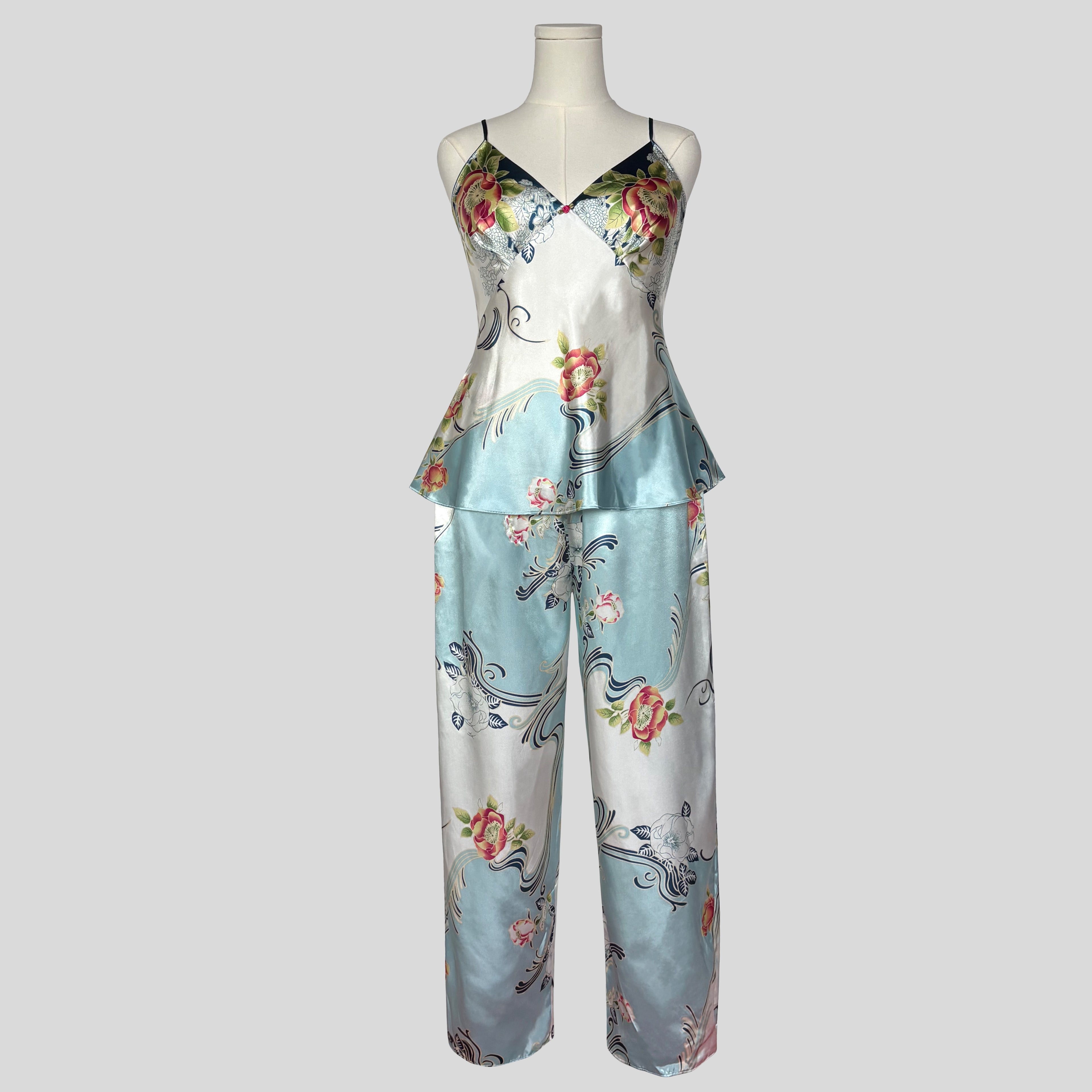 Silky floral pajama set