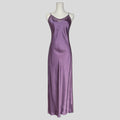 Mesh neckline gown in purple