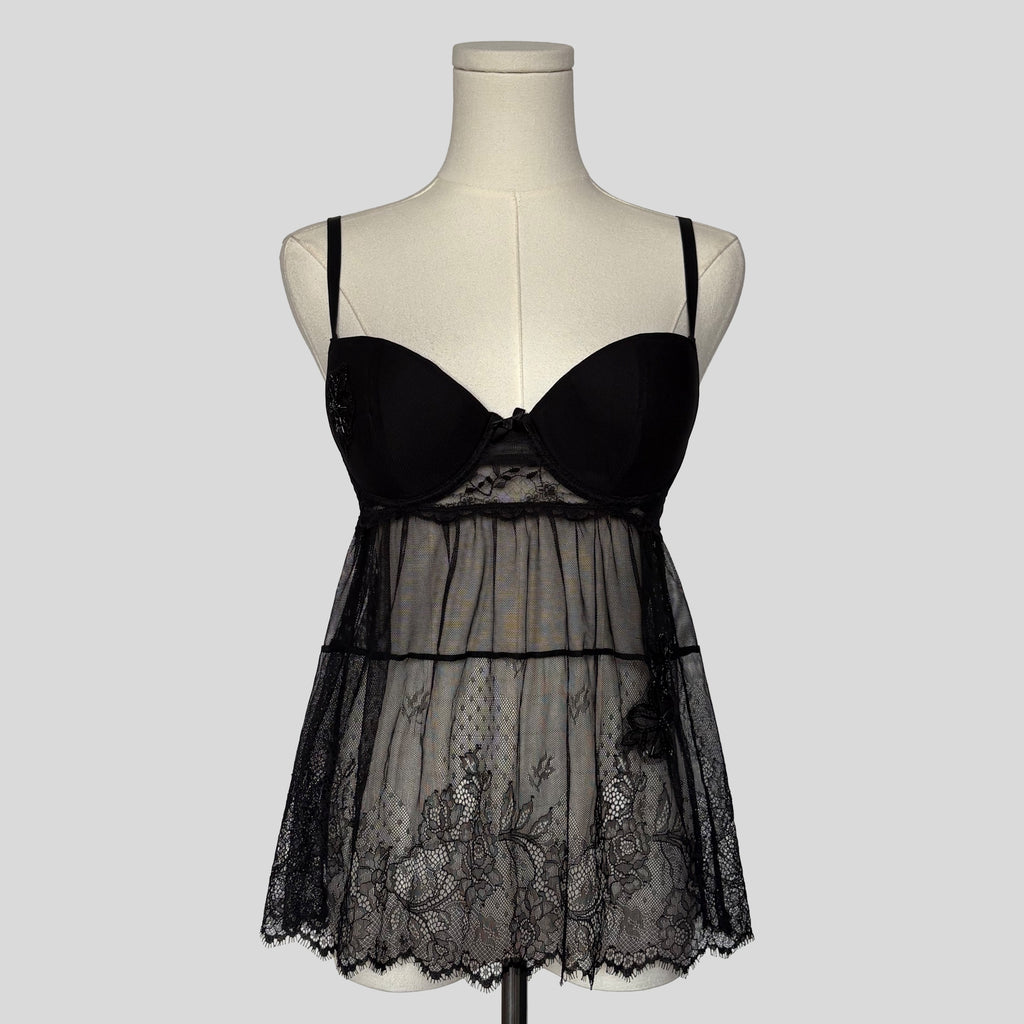 Lace embellished underwire babydoll top