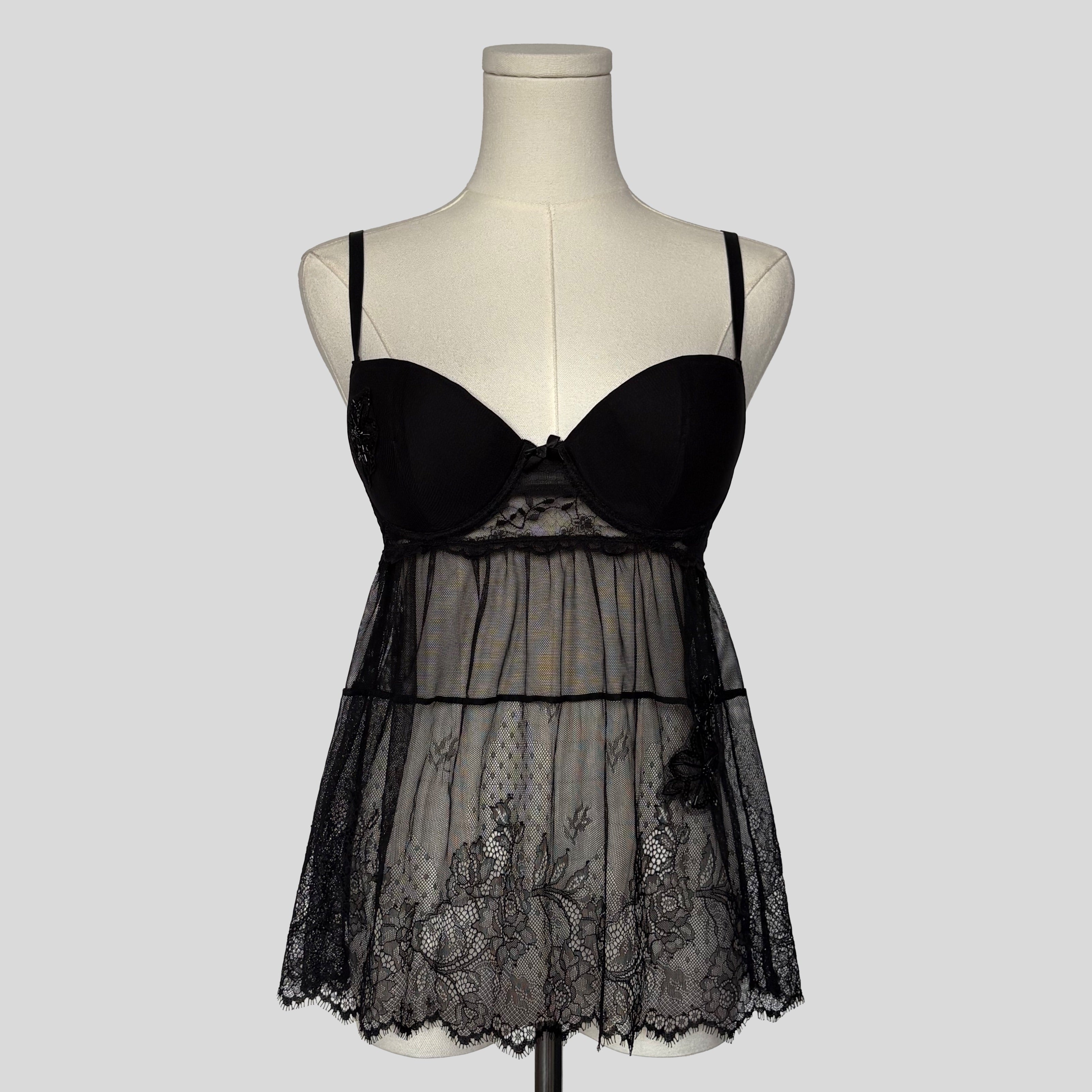 Lace embellished underwire babydoll top