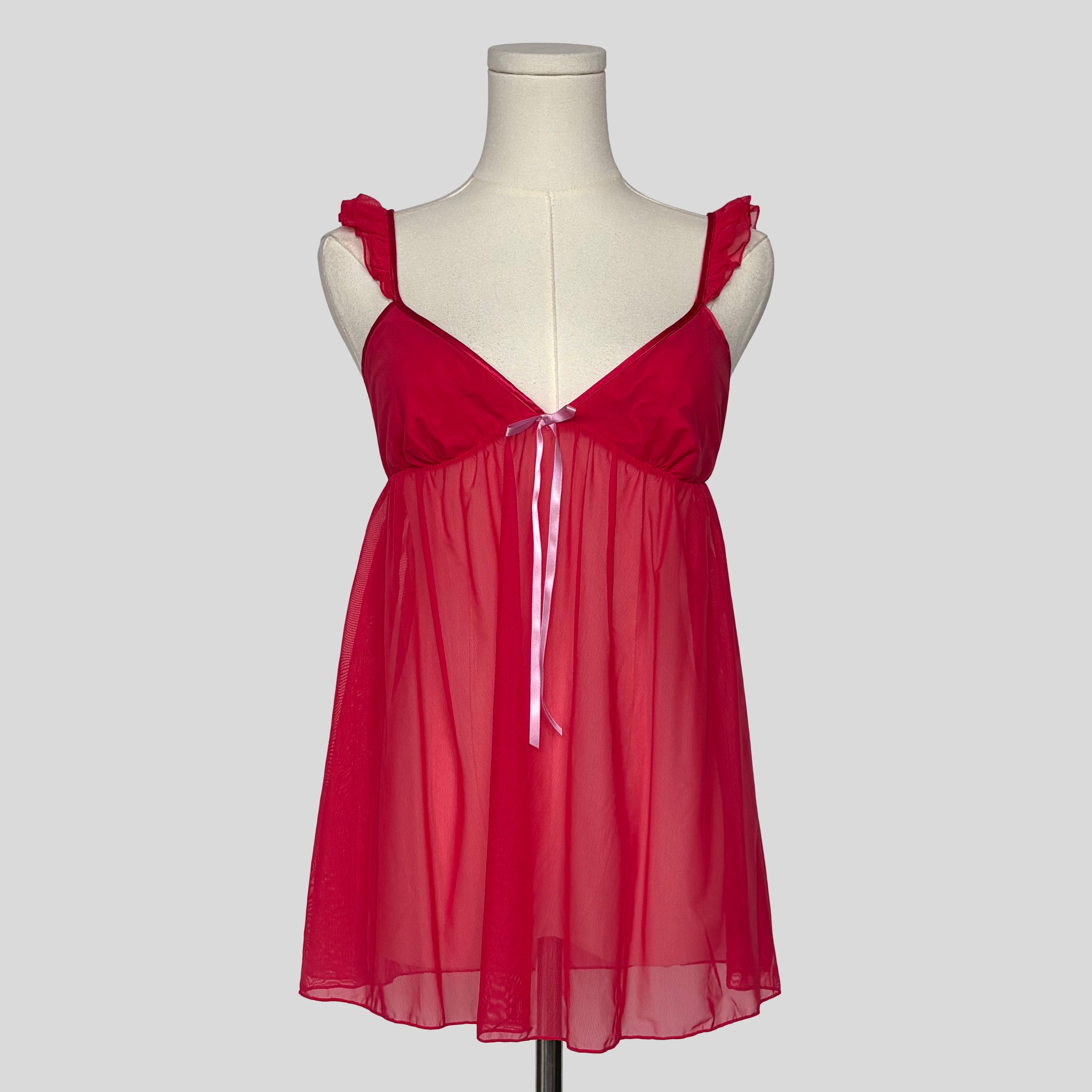 Ruffled babydoll dress in red