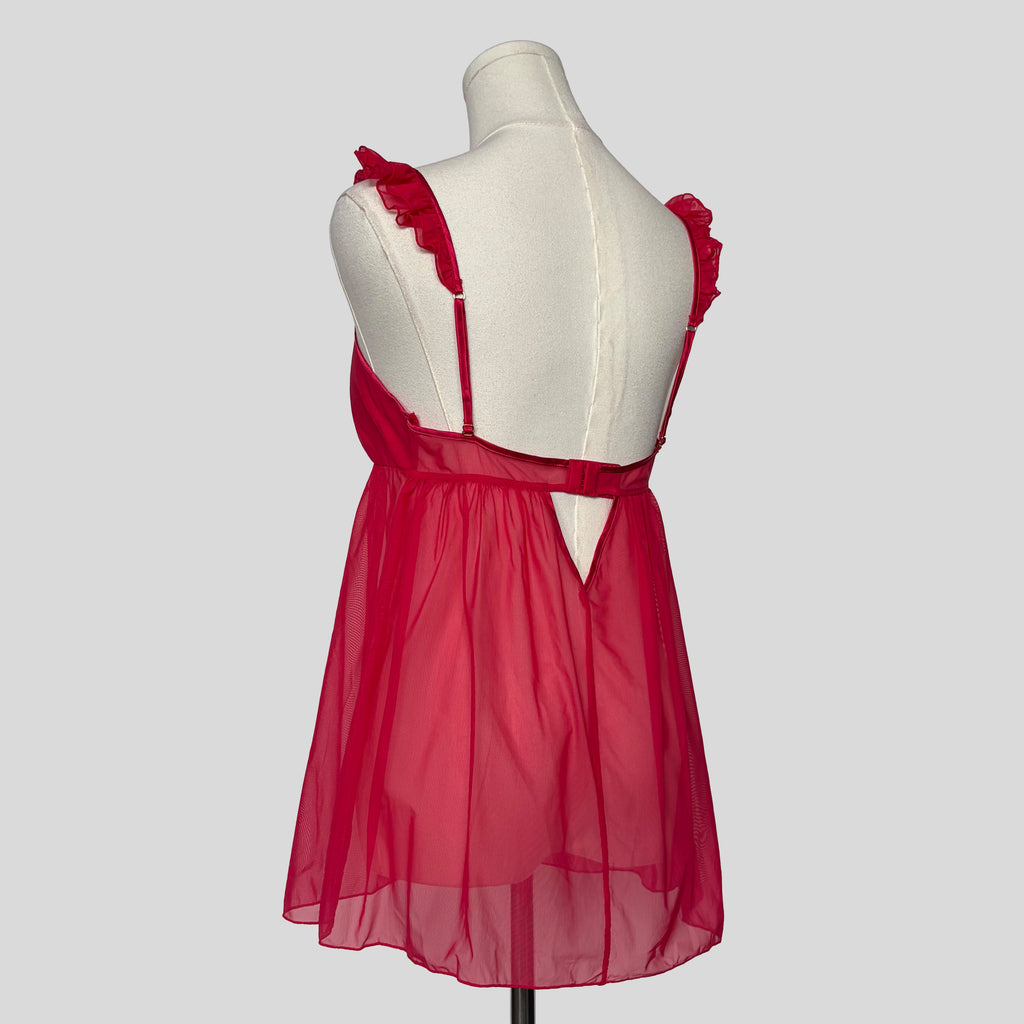 Ruffled babydoll dress in red