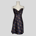 Silky floral slip dress in navy