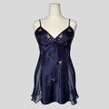 Embroidered sheer panel slip dress
