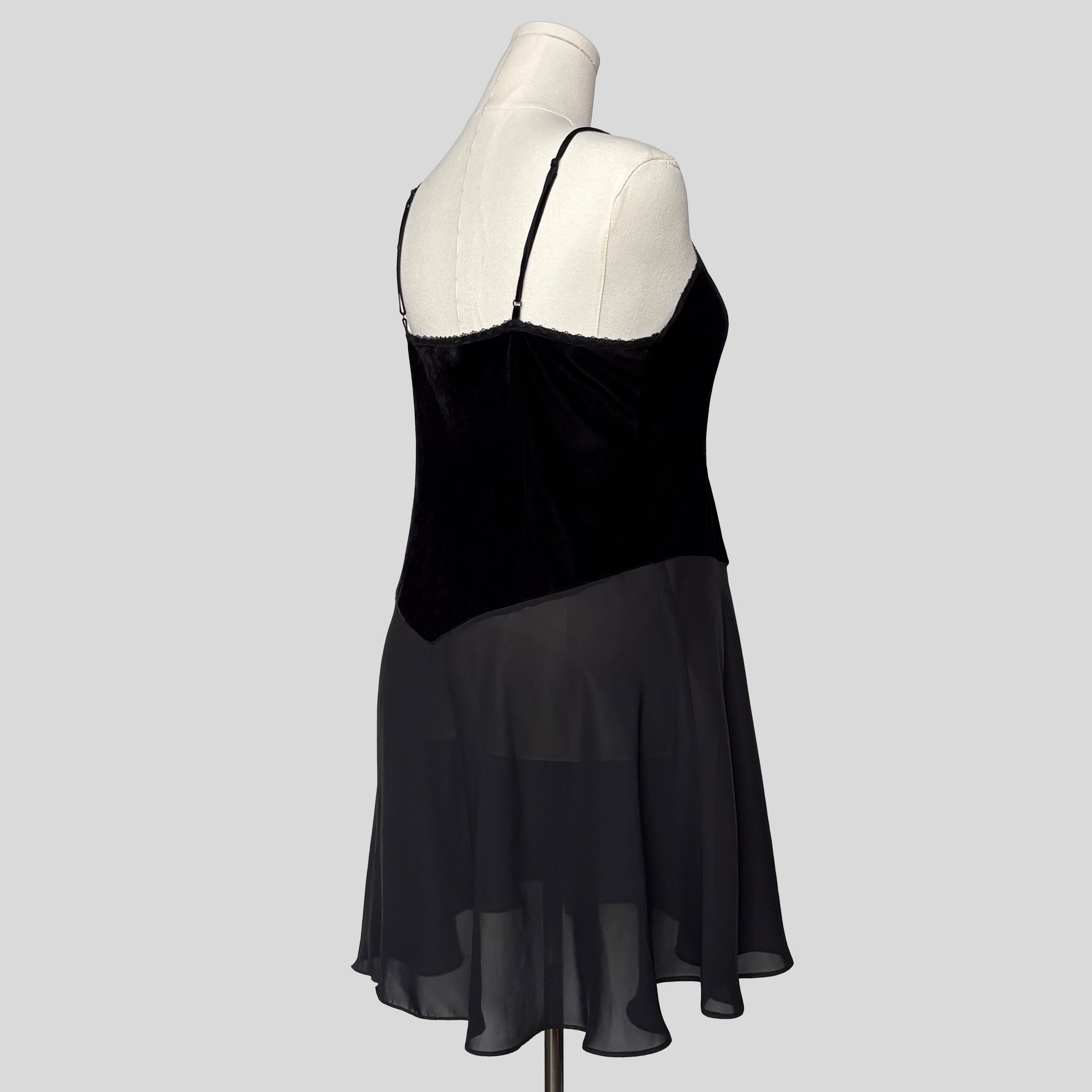 Velvet lace inset slip dress