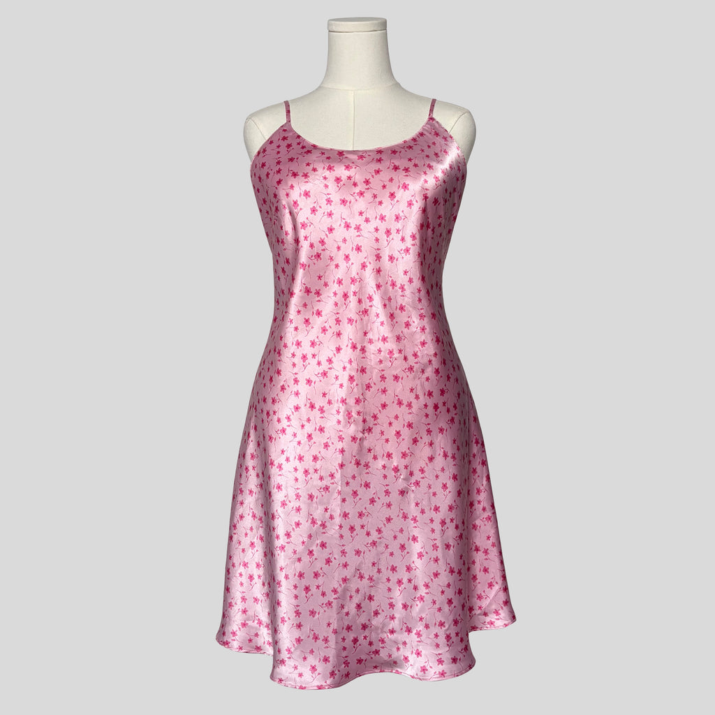 Floral lace up slip dress in pink