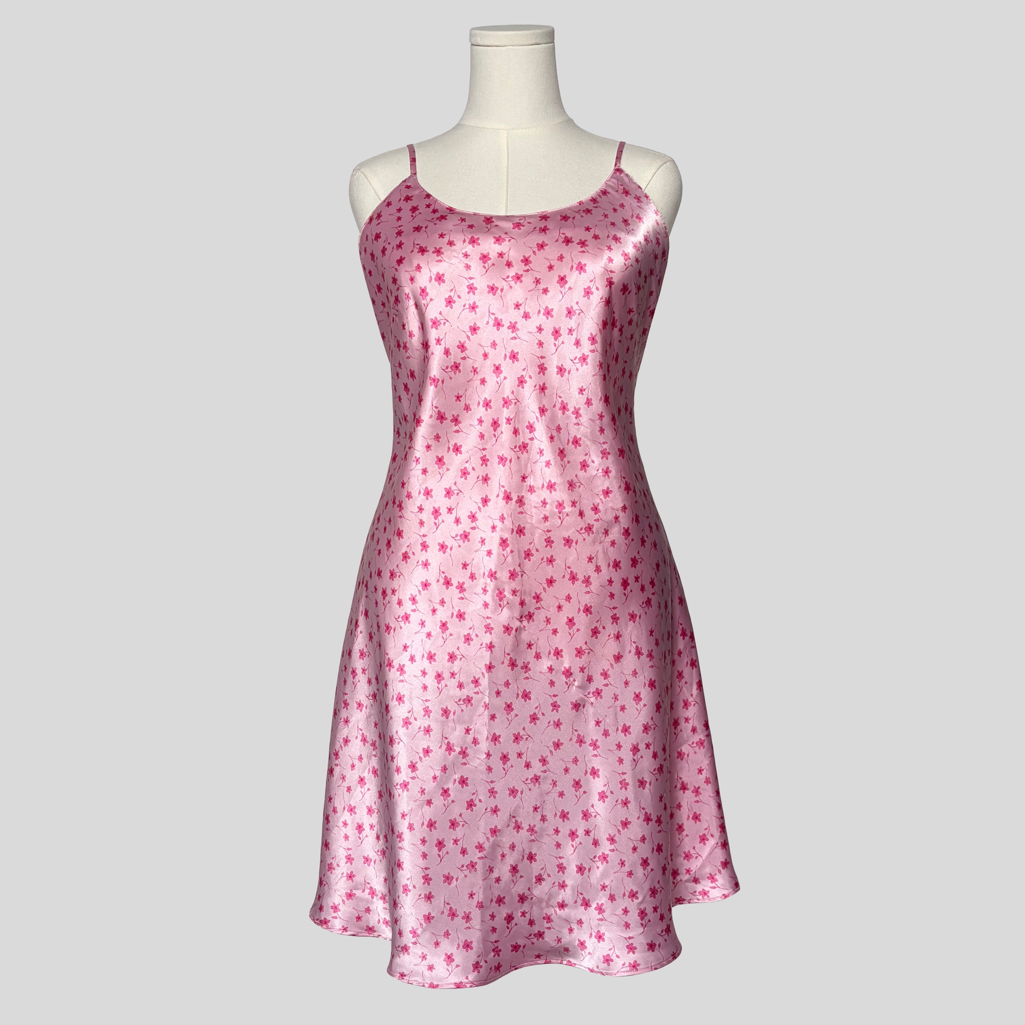 Floral lace up slip dress in pink