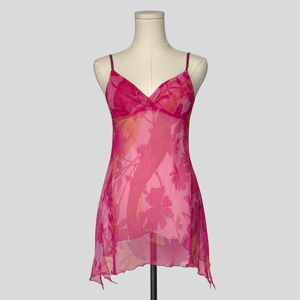 Bright sheer floral slip dress