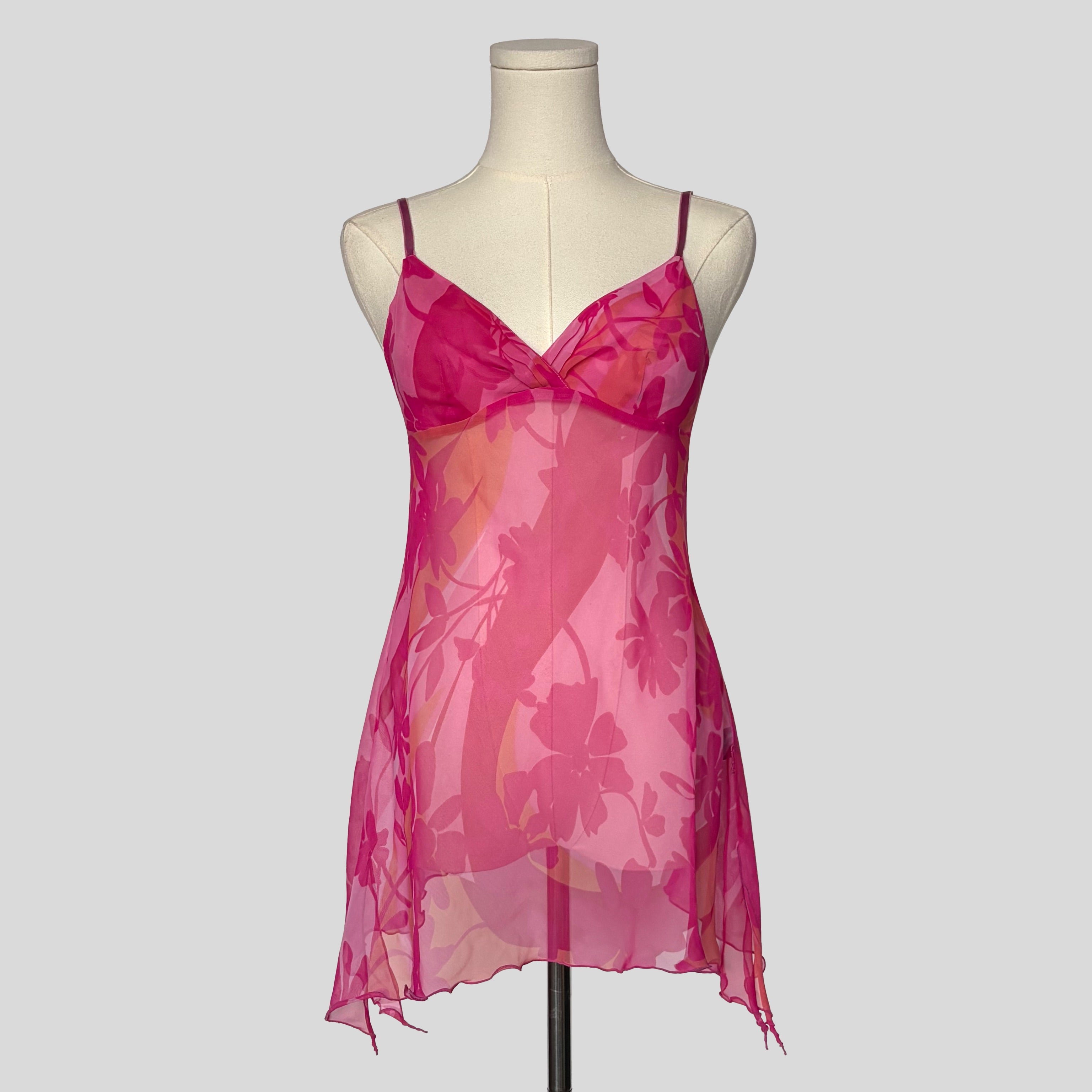 Bright sheer floral slip dress