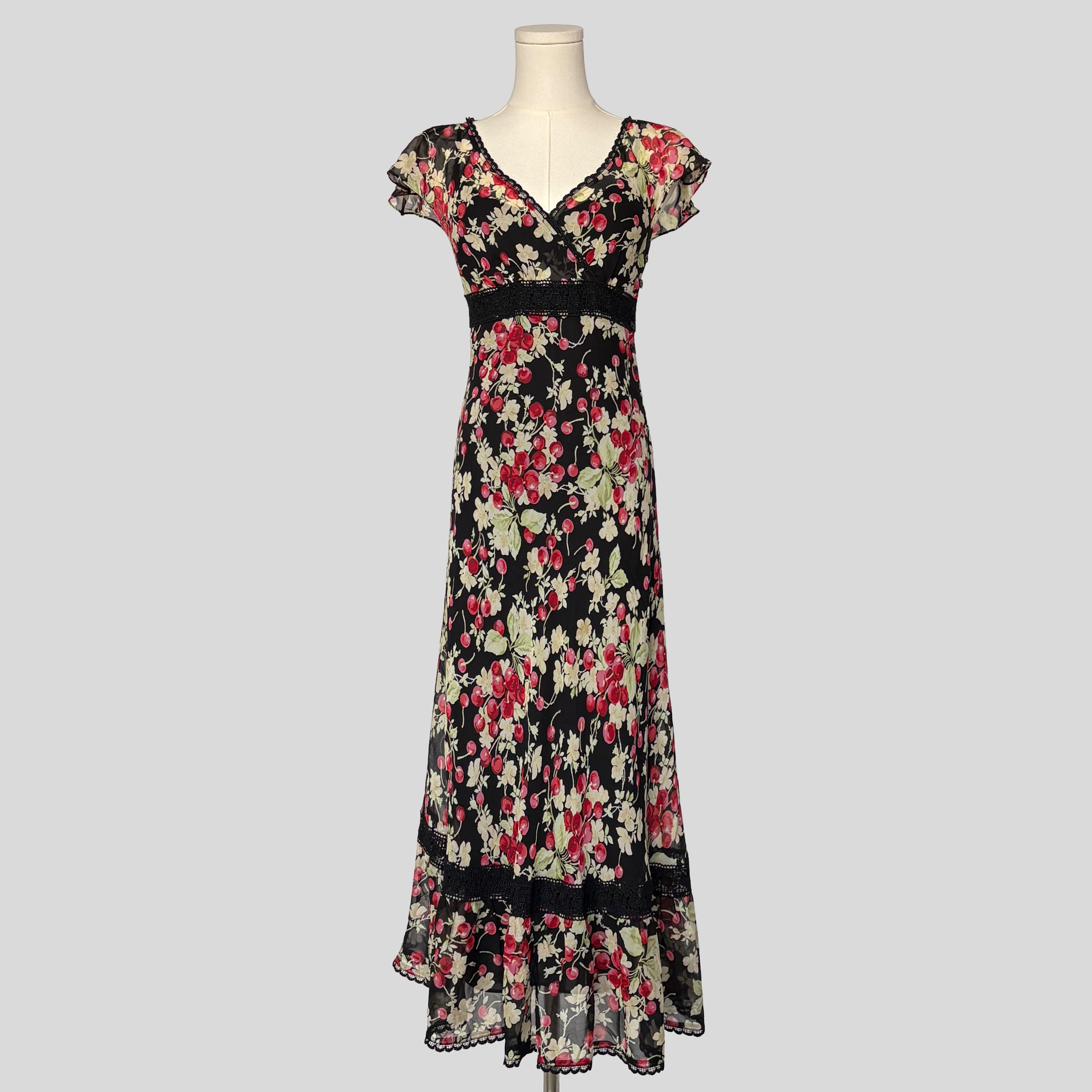 Cherry print midi dress