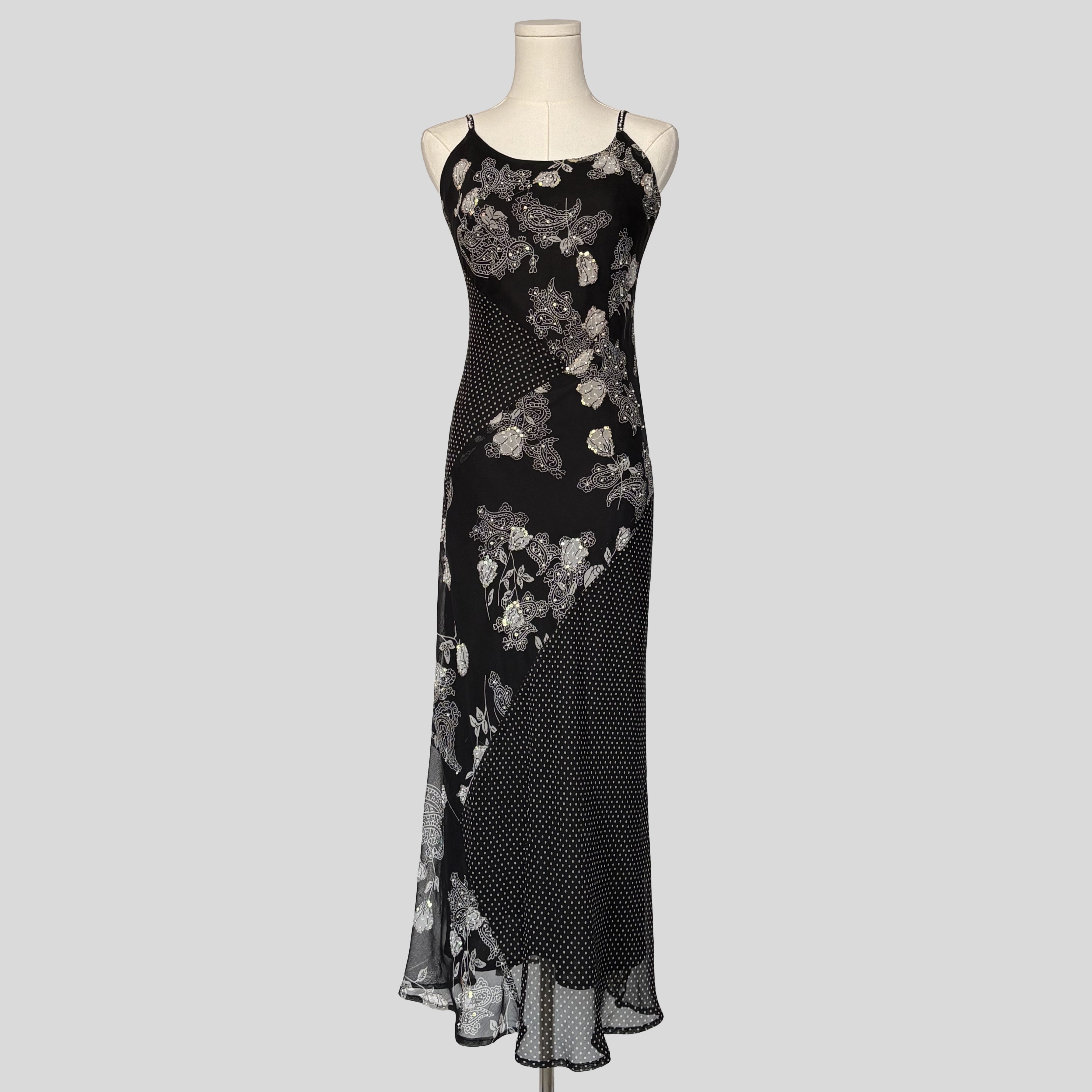 Patchwork floral polka dot dress