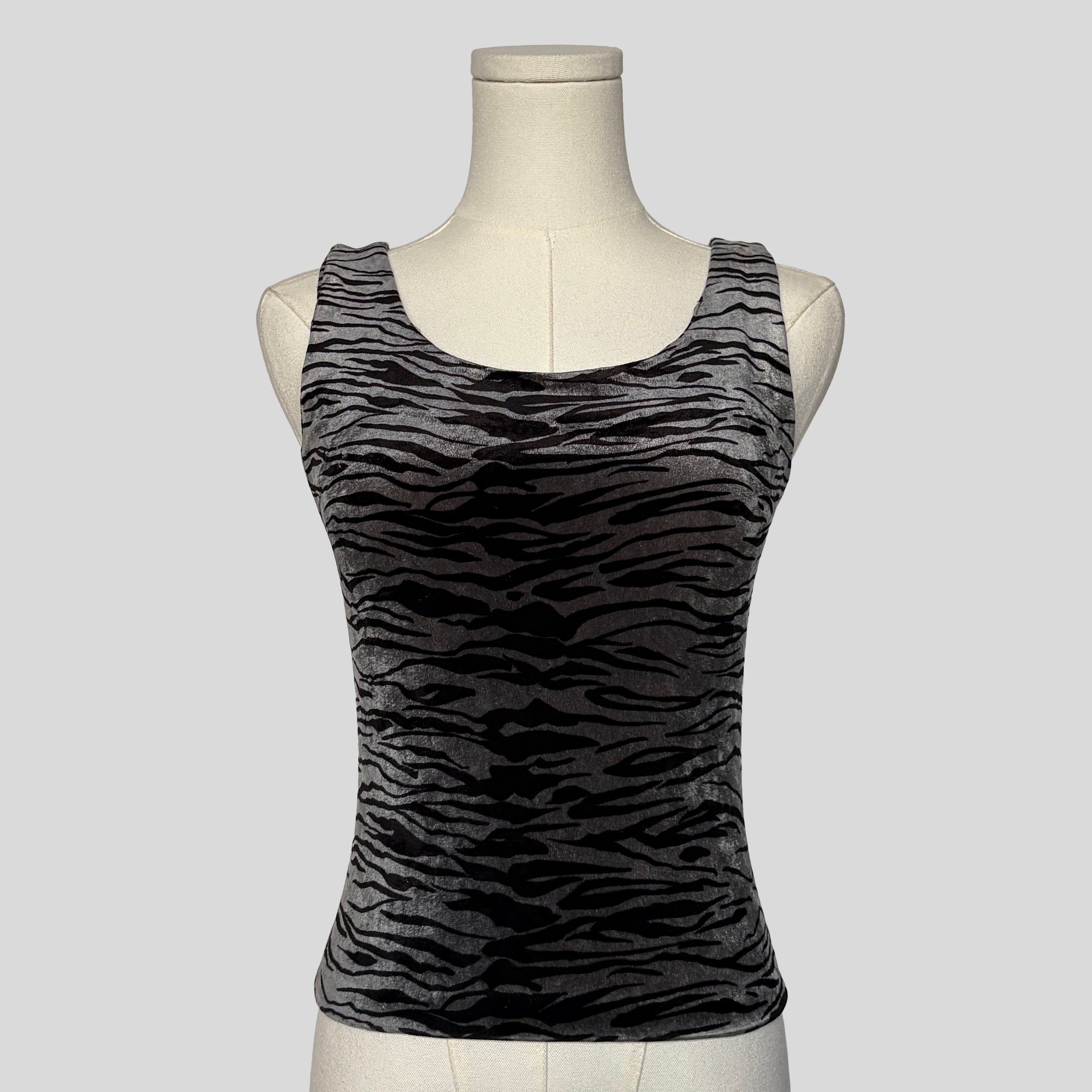 Velvet zebra print tank top