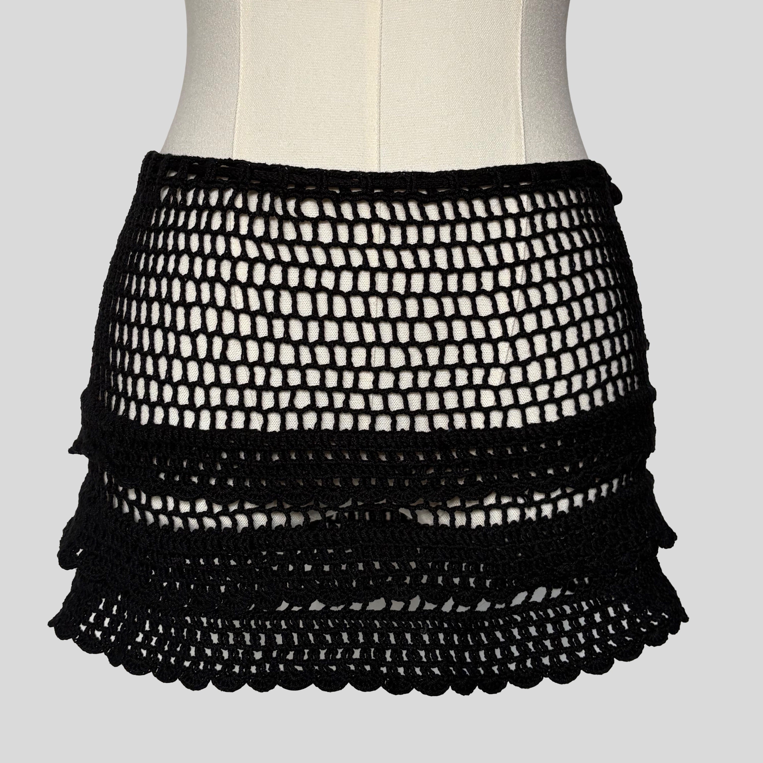 Crochet knit mini skirt