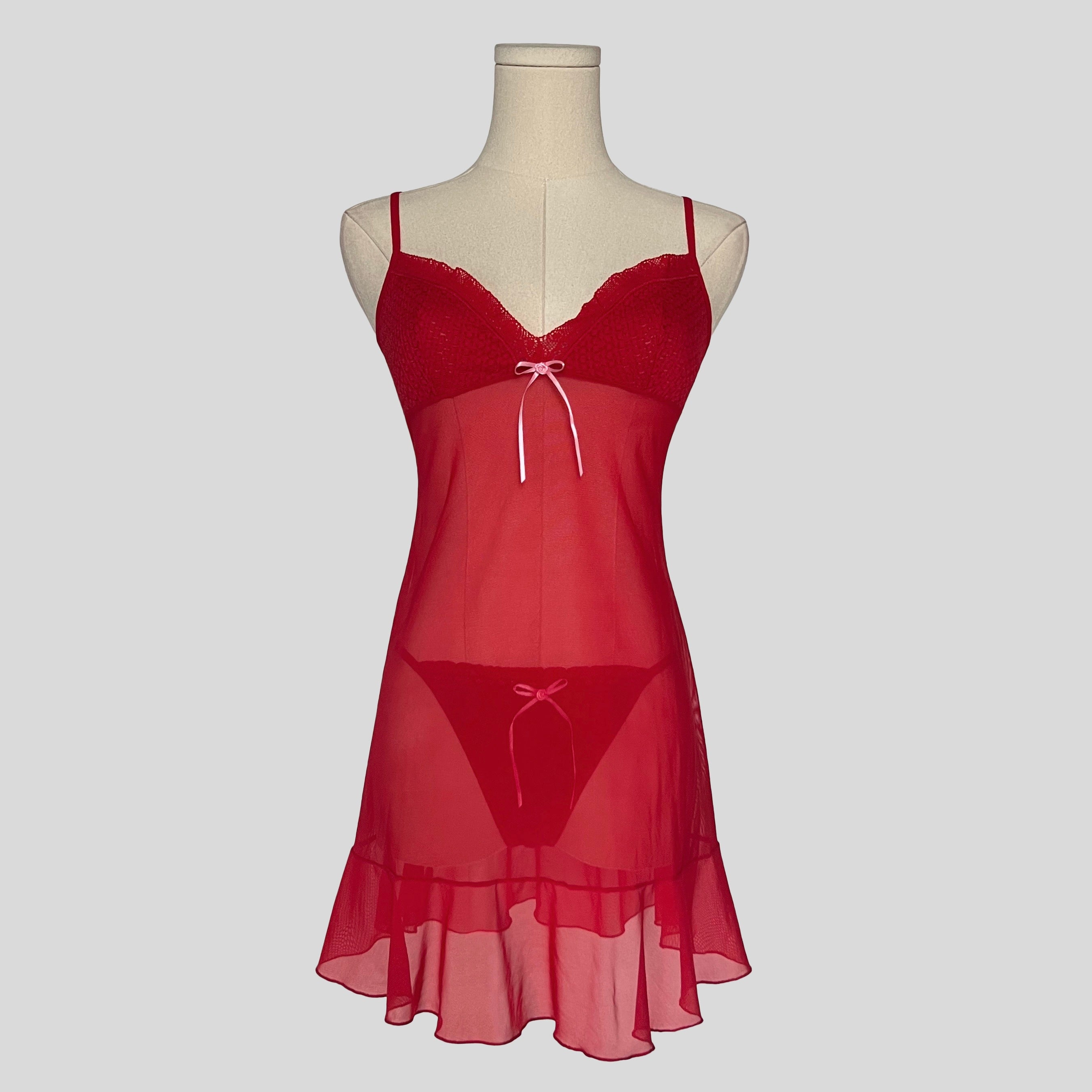 Sheer slip dress with matching panties