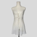 Sheer split front chemise in white