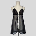Scalloped mesh split front babydoll
