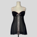 Sheer ruffle trim split front babydoll