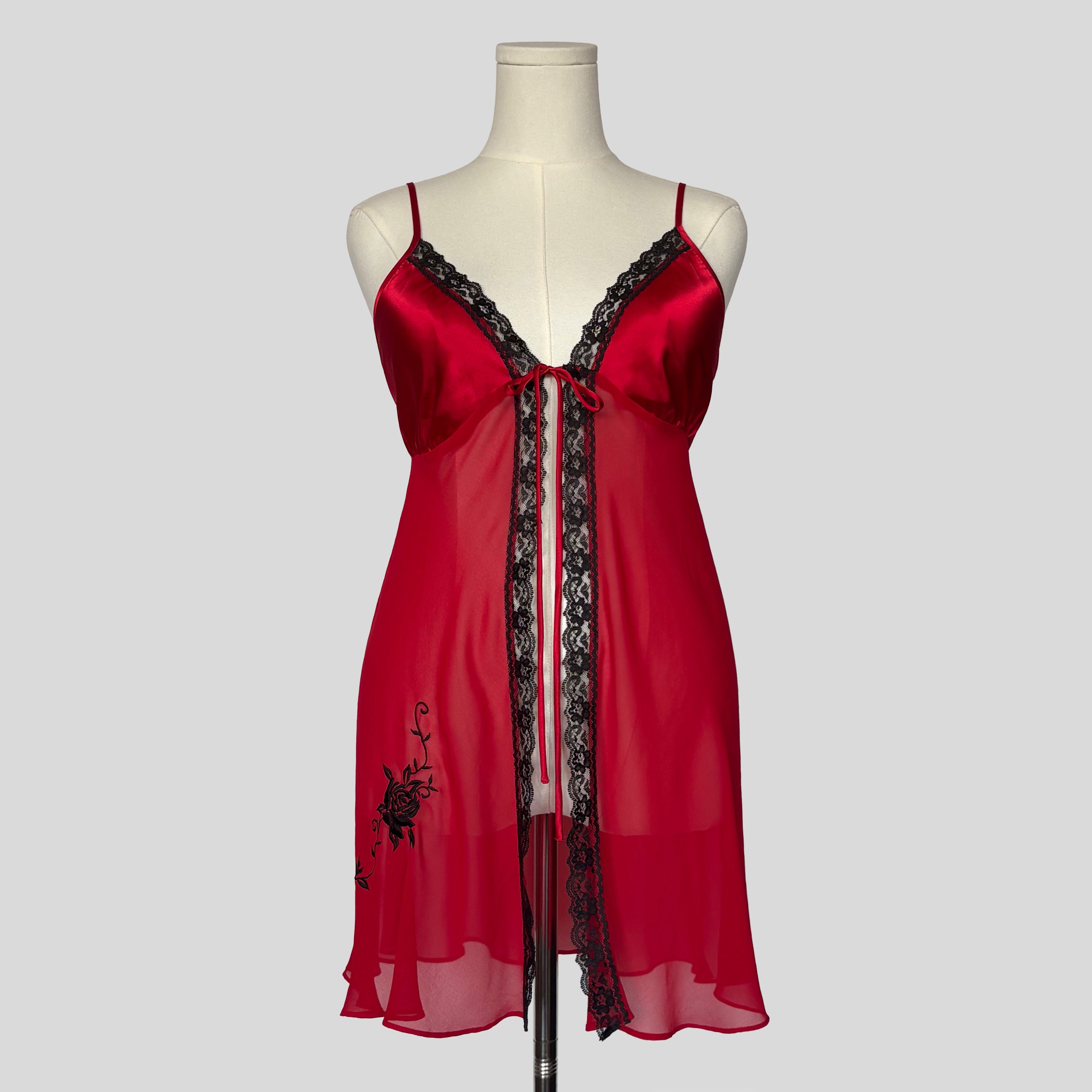 Embroidered split front chemise