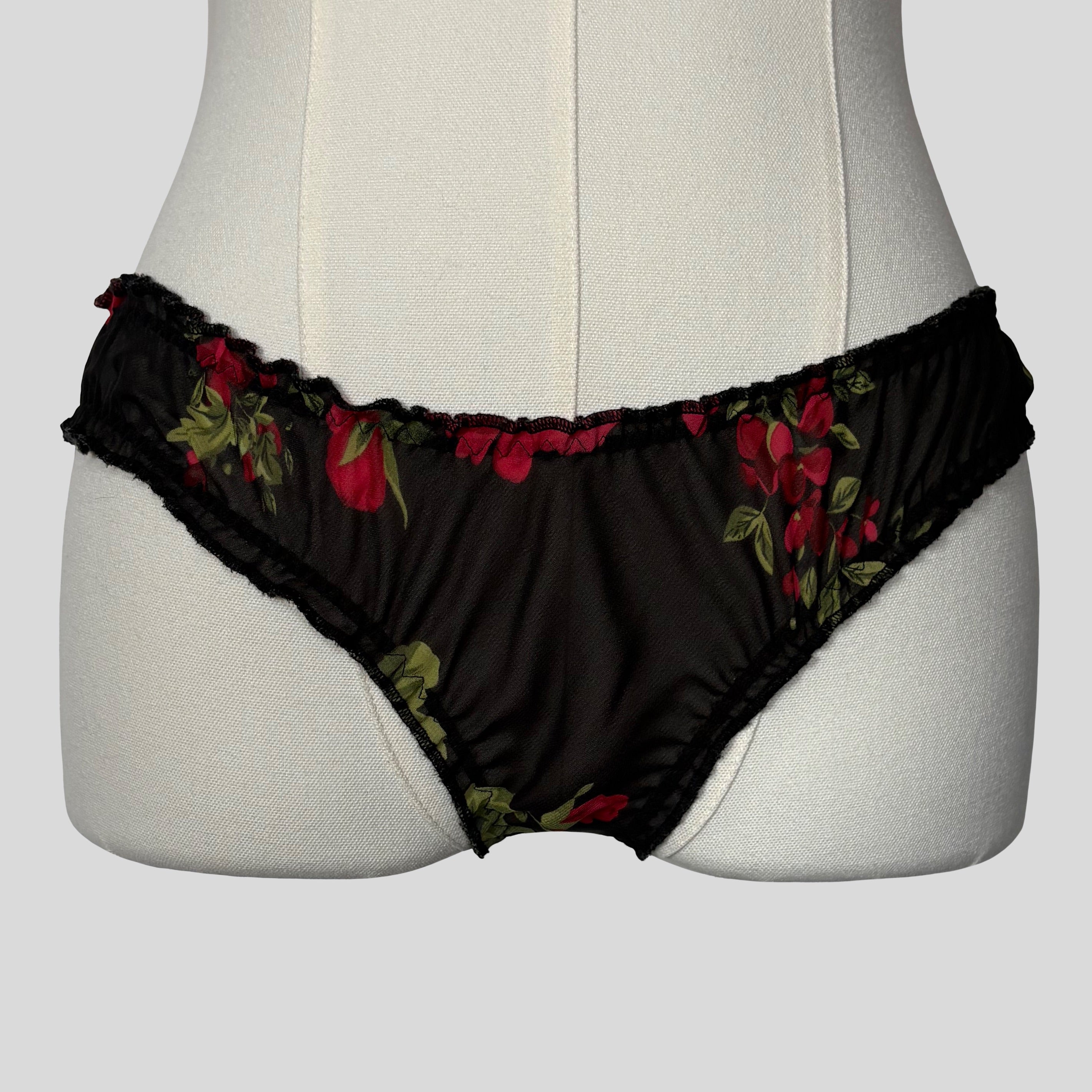 Rose floral babydoll slip with matching robe and panties