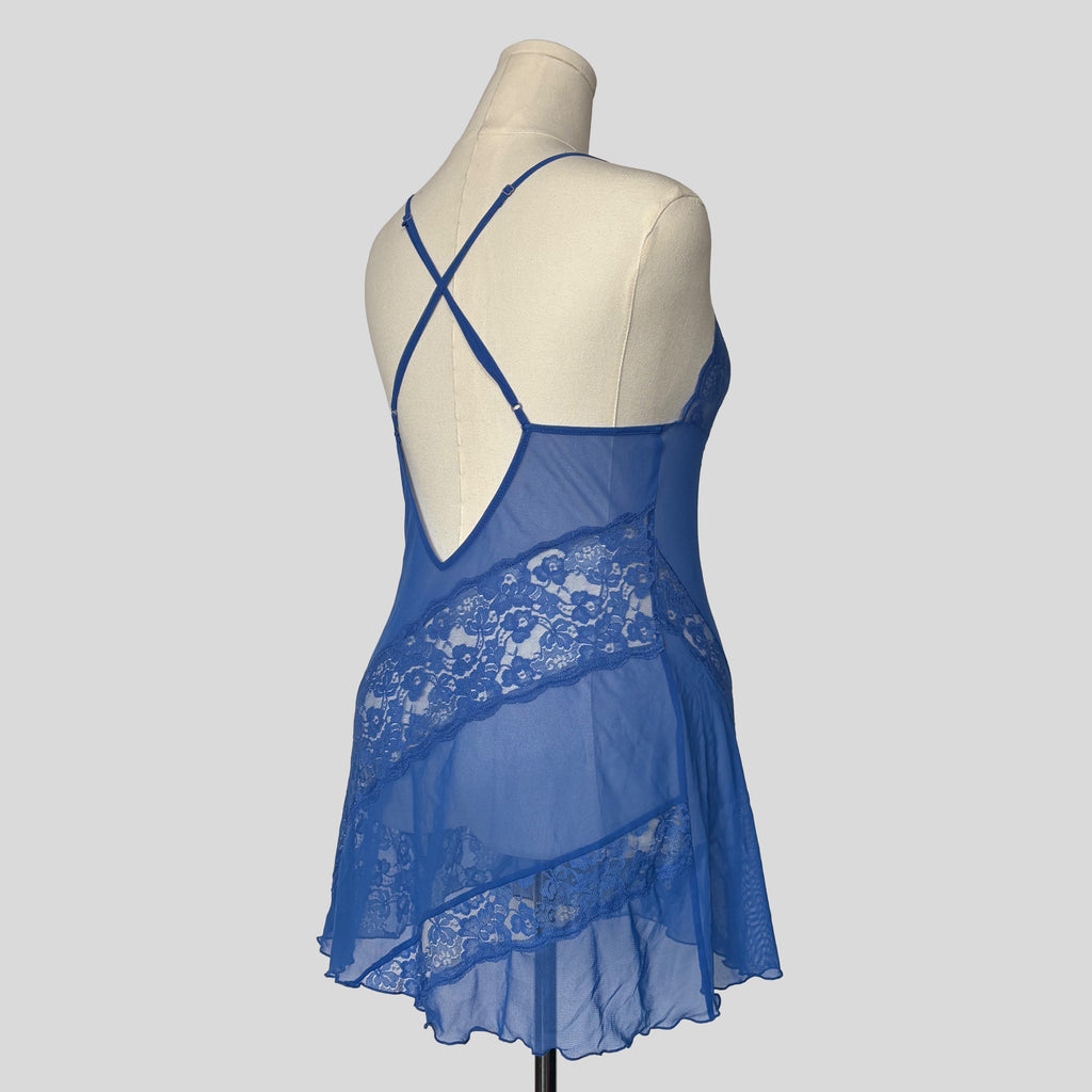 Sheer lace diagonal striped slip