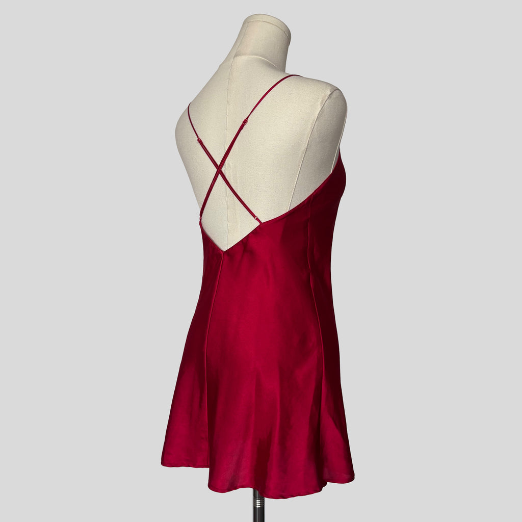 Silky ruched slip in red