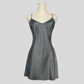 Silk v-neck slip dress in grey